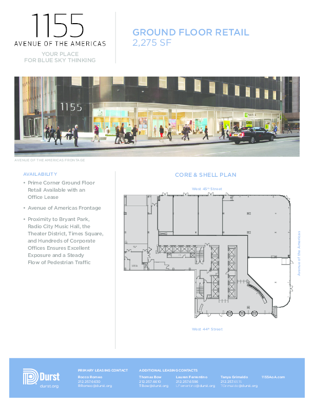 1155 Avenue of the Americas Partial Ground Floor Retail  Floorplan 1