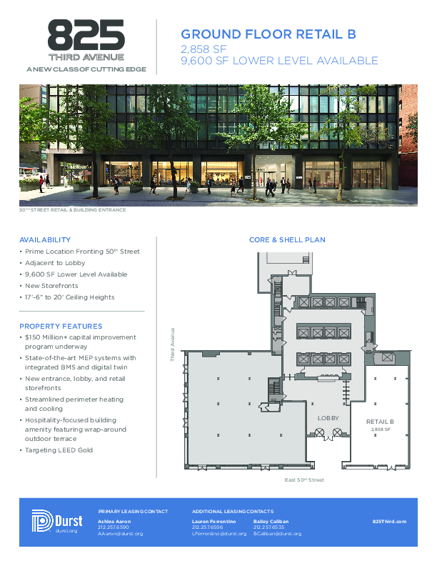 825 Third Avenue Ground Floor Retail B floorplan
