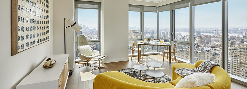 EOS model apartment with floor-to-ceiling windows